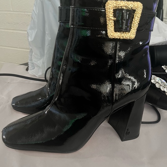 Sam Edelman Black and Gold Luxe Heeled Boots - Picture 6 of 8